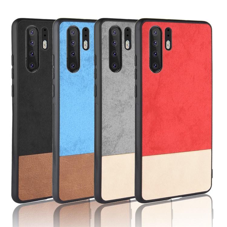 Bi-color Splicing PU Leather Coated PC + TPU Hybrid Cover for Huawei P30 Pro - Red-8