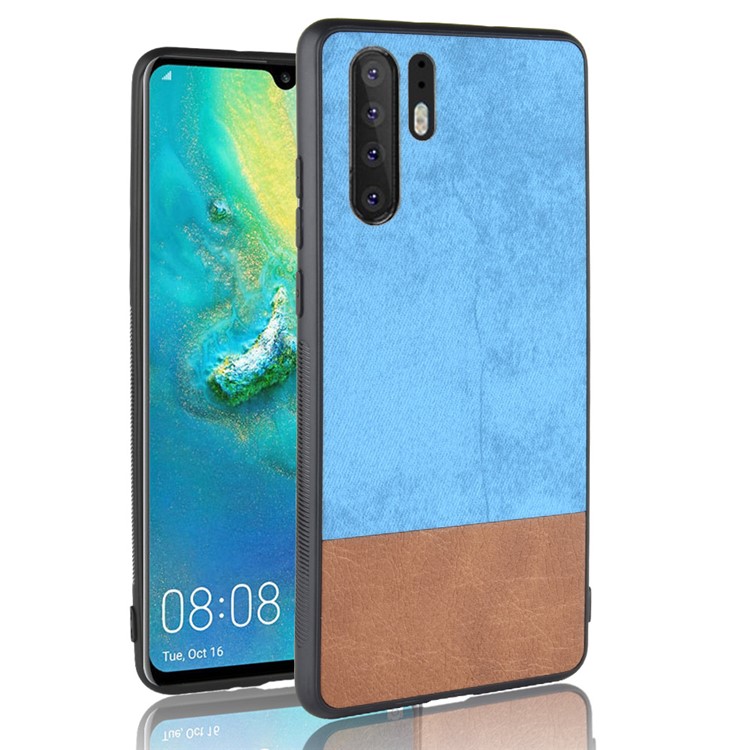 Contrast Color Splicing PU Leather Coated Plastic + TPU Combo Casing for Huawei P30 Pro - Blue-1
