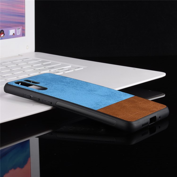 Contrast Color Splicing PU Leather Coated Plastic + TPU Combo Casing for Huawei P30 Pro - Blue-2