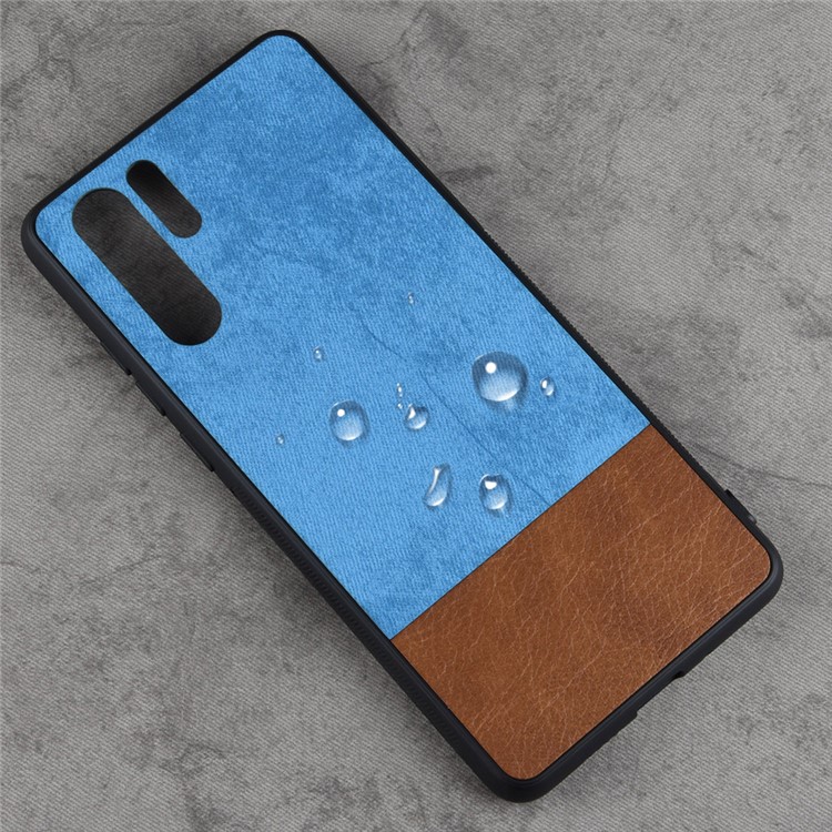 Contrast Color Splicing PU Leather Coated Plastic + TPU Combo Casing for Huawei P30 Pro - Blue-3