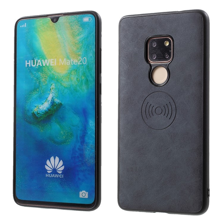 PU Leather Coated TPU Protection Cover for Huawei Mate 20 (Built-in Magnetic Holder Metal Sheet) - Grey-1