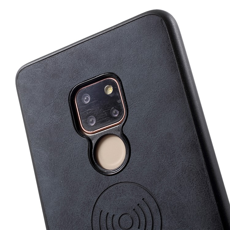 PU Leather Coated TPU Protection Cover for Huawei Mate 20 (Built-in Magnetic Holder Metal Sheet) - Grey-4