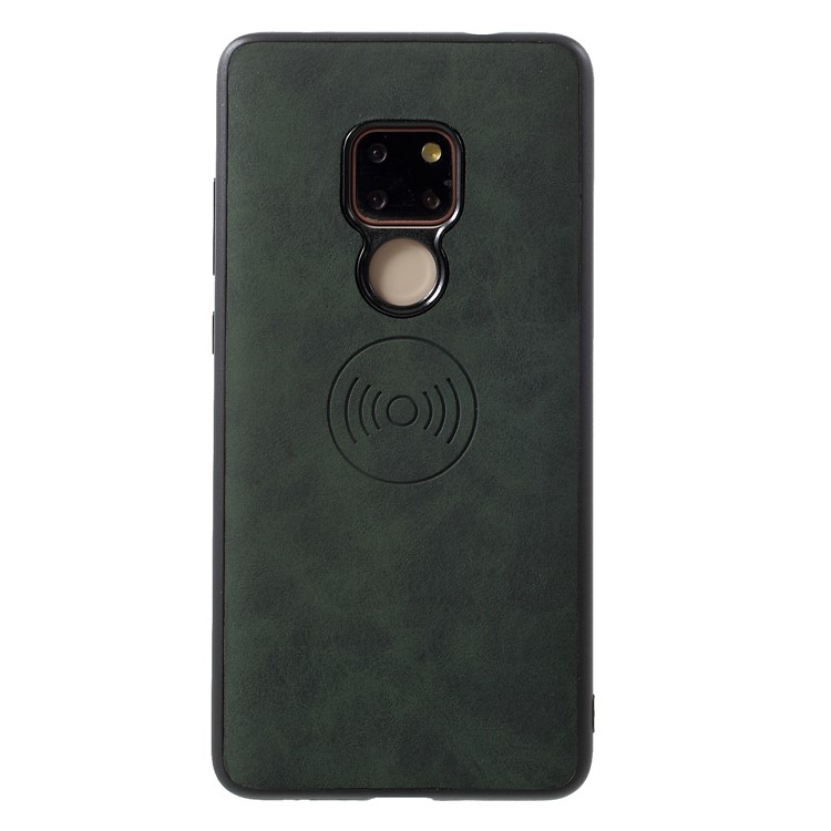 TPU-Schutzhülle Aus PU-Leder Für Huawei Mate 20 (eingebauter Magnethalterblech) - Dunkelgrün-1