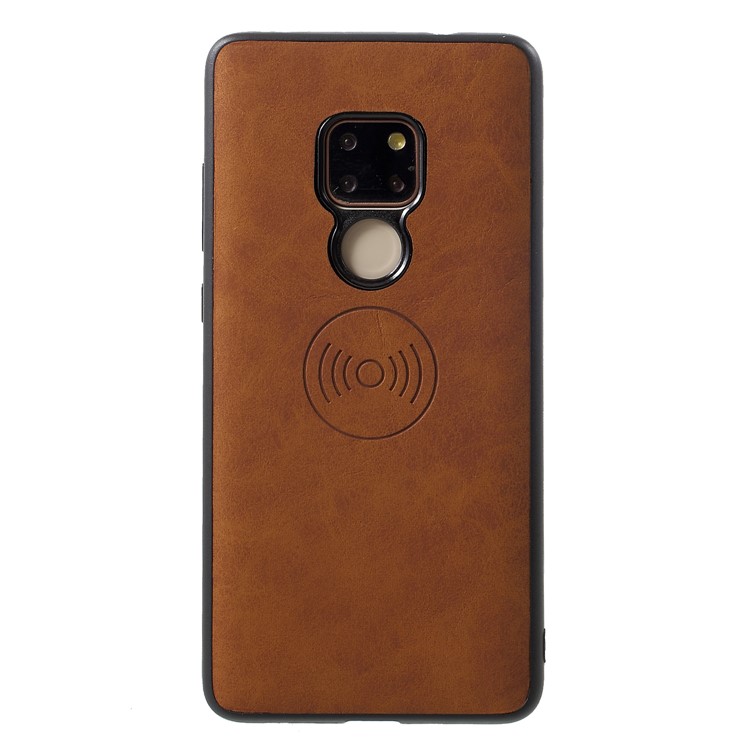 PU Leather Coated TPU Phone Shell for Huawei Mate 20 (Built-in Magnetic Holder Metal Sheet) - Brown-1
