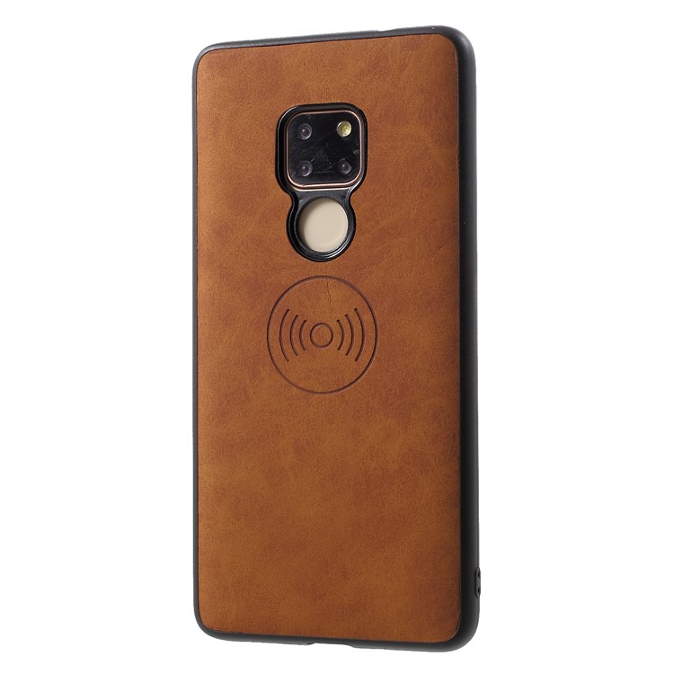PU Leather Coated TPU Phone Shell for Huawei Mate 20 (Built-in Magnetic Holder Metal Sheet) - Brown-2