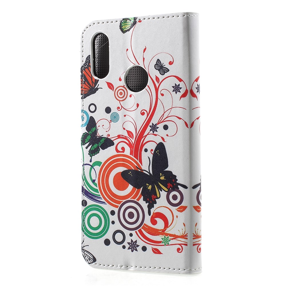 Patterned Card Holder Stand Leather Accessory Shell for Huawei Honor 10 Lite/P Smart (2019) - Butterfly and Circle-2