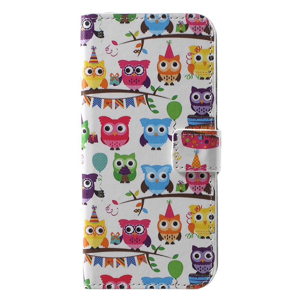 Case de Teléfonos Celulares de Cuero Para Soporte de Tarjetas Estampadas Para Huawei Honor 10 Lite/P Smart (2019) - Múltiples Búhos Lindos