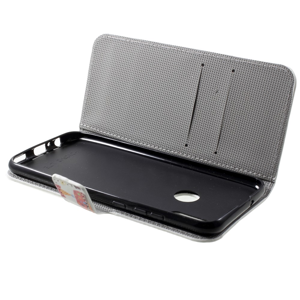 Patterned Card Holder Stand Leather Cellphone Case for Huawei Honor 10 Lite/P Smart (2019) - Multiple Cute Owls-5