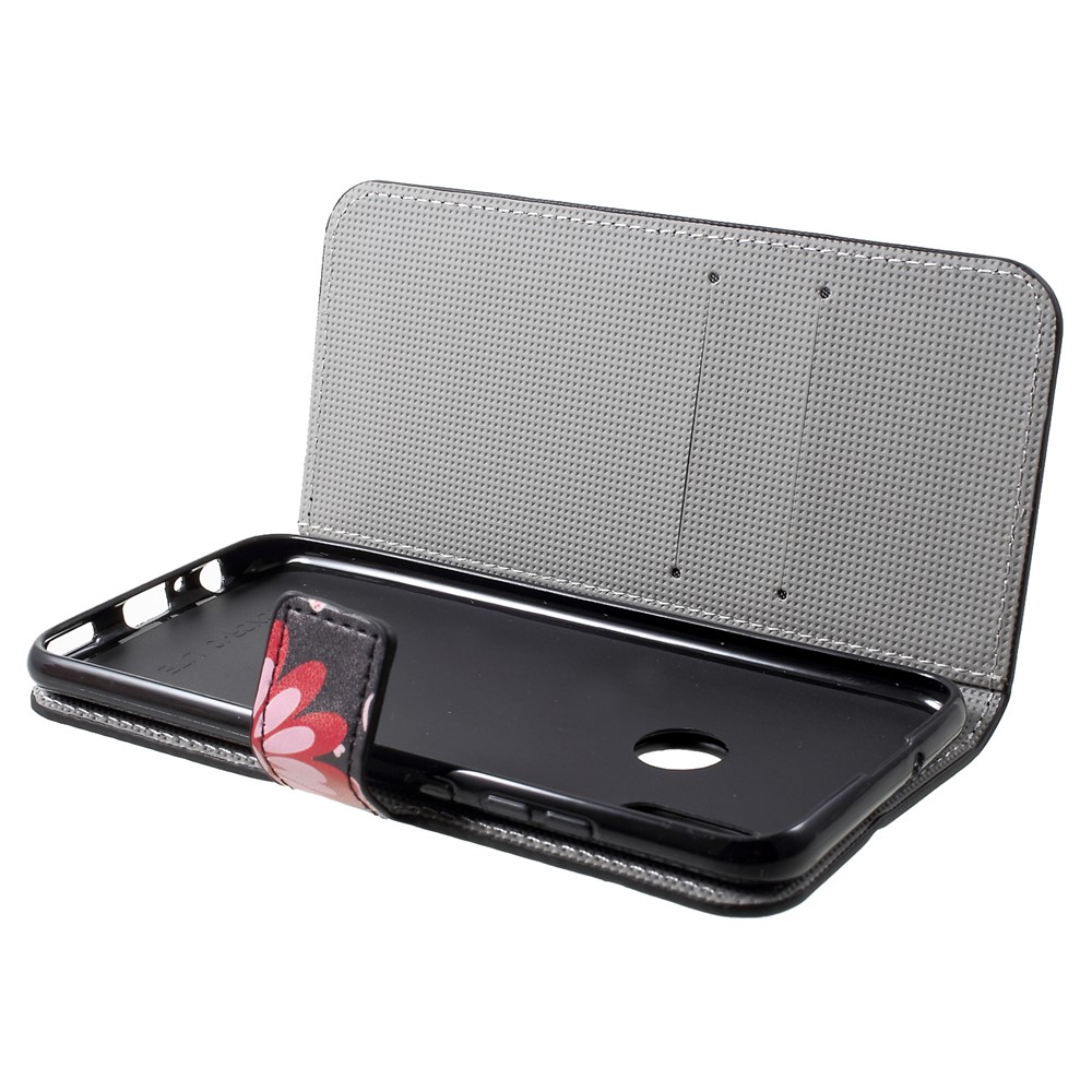 Patterned Stand Leather Card Holder Case for Huawei Honor 10 Lite/P Smart (2019) - Butterfly Flower-5