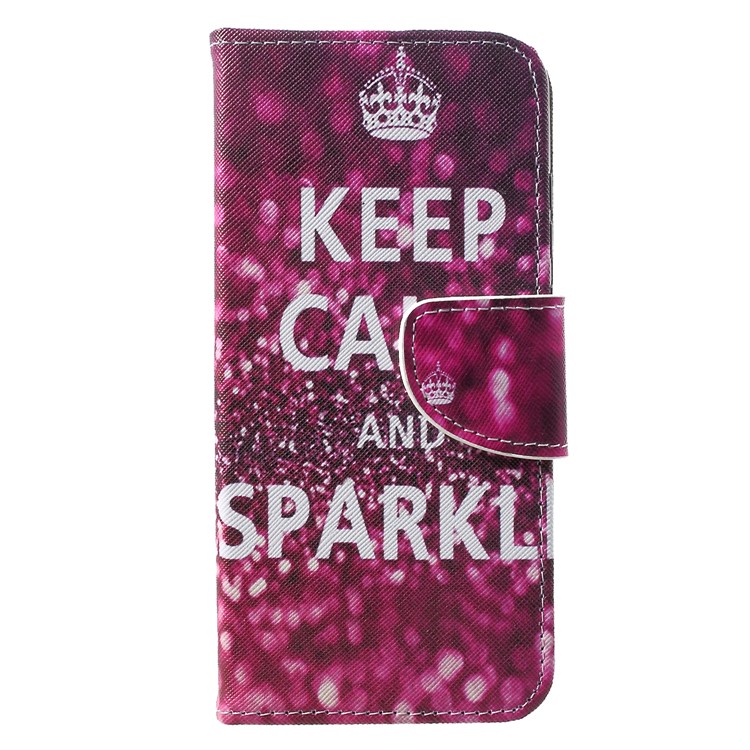 Cross Texture Pattern Printing PU Leather Case for Huawei Honor 10 Lite - Keep Calm and Sparkle-3