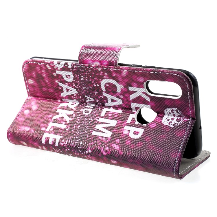 Cross Texture Pattern Printing PU Leather Case for Huawei Honor 10 Lite - Keep Calm and Sparkle-4