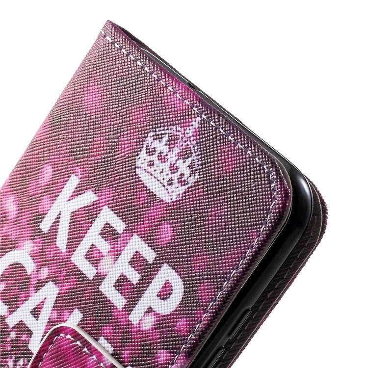 Cross Texture Pattern Printing PU Leather Case for Huawei Honor 10 Lite - Keep Calm and Sparkle-6