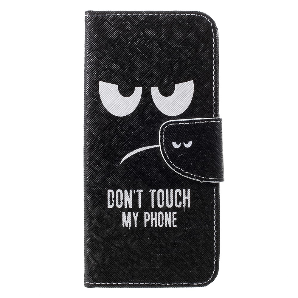 Cross Texture Pattern Printing PU Leather Cell Phone Case Accessory for Huawei Honor 10 Lite - Do Not Touch My Phone-1