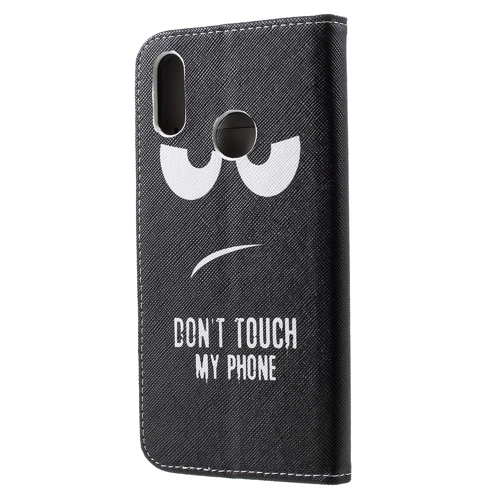 Cross Texture Pattern Printing PU Leather Cell Phone Case Accessory for Huawei Honor 10 Lite - Do Not Touch My Phone-2