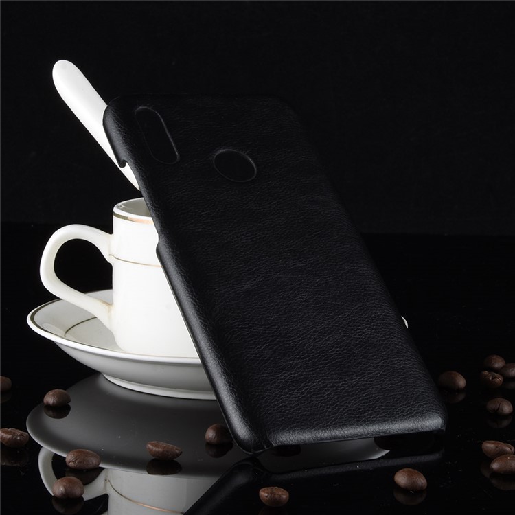 Litchi Texture pu Leather Enduit en Plastique Mobile Pour Huawei P Smart (2019) - le Noir-2