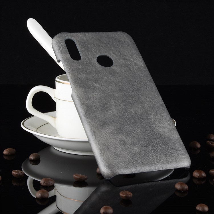 Litchi Texture PU Leather Coated Plastic Mobile Cover for Huawei P Smart (2019) - Grey-2