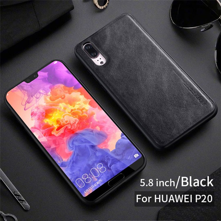 X-LEVEL Vintage Style PU Leather Coated TPU Back Case for Huawei Mate 20 - Black