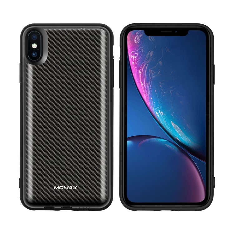 MOMAX Q. Pacote De Poder 6000 Mah Bateria Magnética Externa Sem Fio Pacote De Proteção Case Para Iphone Xs Max - Textura De Fibra De Carbono-1