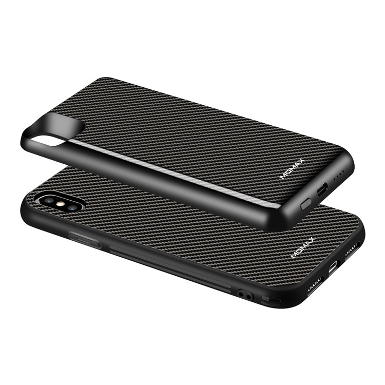 MOMAX Q. Pacote De Poder 6000 Mah Bateria Magnética Externa Sem Fio Pacote De Proteção Case Para Iphone Xs Max - Textura De Fibra De Carbono-10