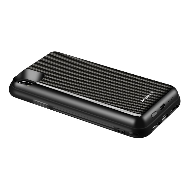MOMAX Q. Pacote De Poder 6000 Mah Bateria Magnética Externa Sem Fio Pacote De Proteção Case Para Iphone Xs Max - Textura De Fibra De Carbono-11