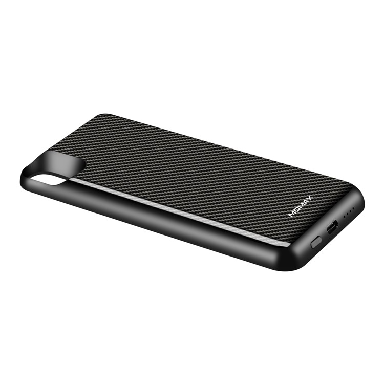 MOMAX Q. Pacote De Poder 6000 Mah Bateria Magnética Externa Sem Fio Pacote De Proteção Case Para Iphone Xs Max - Textura De Fibra De Carbono-8