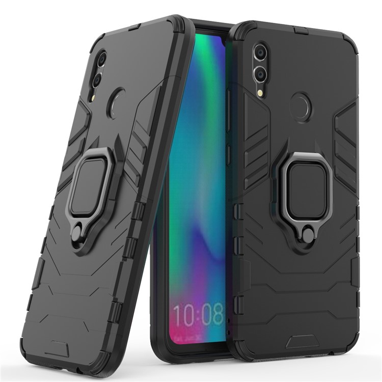 Finger Ring Kickstand PC + TPU Hybrid Cell Phone Cover for Huawei Honor 10 Lite - Black-1