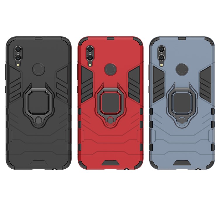 Finger Ring Kickstand PC + TPU Hybrid Cell Phone Cover for Huawei Honor 10 Lite - Black-10