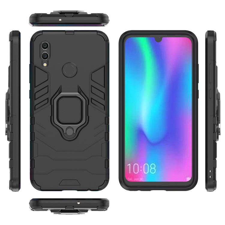 Finger Ring Kickstand PC + TPU Hybrid Cell Phone Cover for Huawei Honor 10 Lite - Black-5
