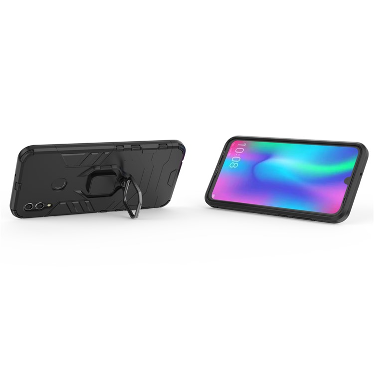Finger Ring Kickstand PC + TPU Hybrid Cell Phone Cover for Huawei Honor 10 Lite - Black-6