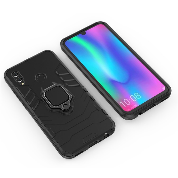 Finger Ring Kickstand PC + TPU Hybrid Cell Phone Cover for Huawei Honor 10 Lite - Black-8