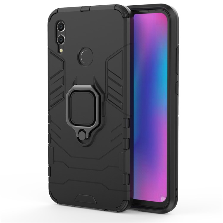 Finger Ring Kickstand PC + TPU Hybrid Cell Phone Cover for Huawei Honor 10 Lite - Black-9