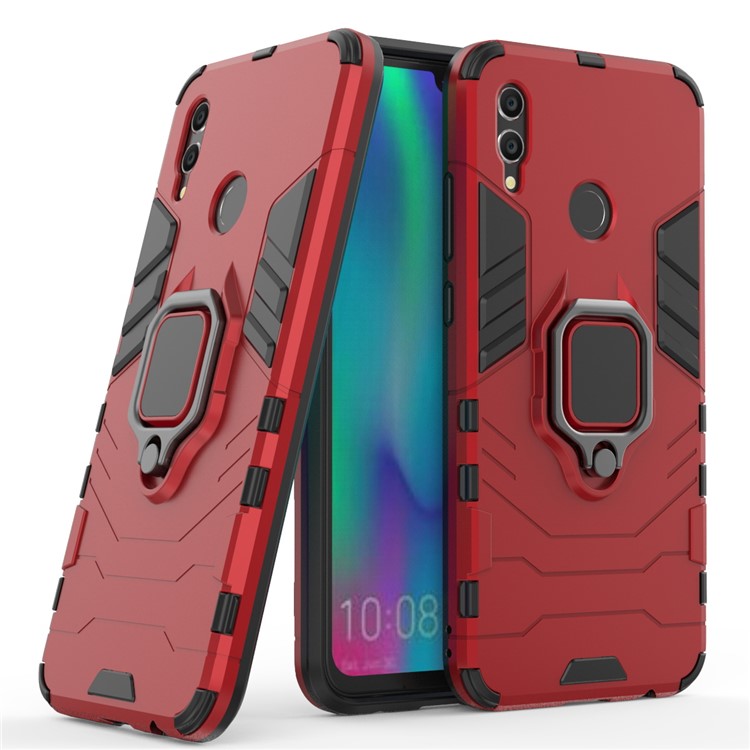 Finger Ring Kickstand PC + TPU Hybrid Cell Phone Cover for Huawei Honor 10 Lite - Red-1