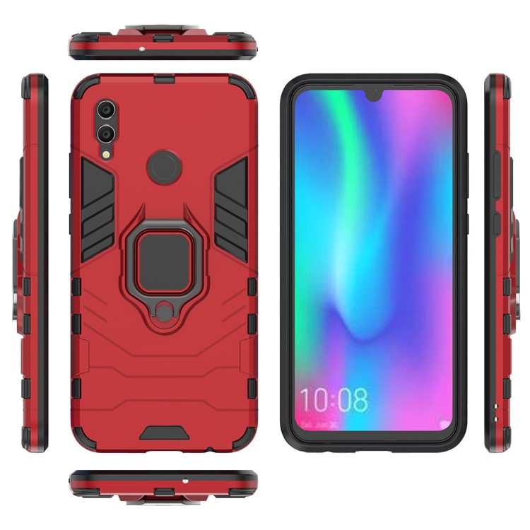 Finger Ring Kickstand PC + TPU Hybrid Cell Phone Cover for Huawei Honor 10 Lite - Red-2