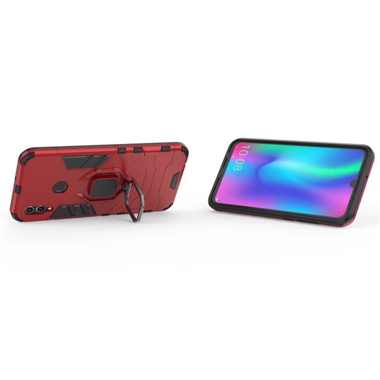 Finger Ring Kickstand PC + TPU Hybrid Cell Phone Cover for Huawei Honor 10 Lite - Red-3