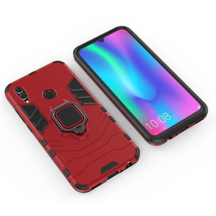 Finger Ring Kickstand PC + TPU Hybrid Cell Phone Cover for Huawei Honor 10 Lite - Red-4