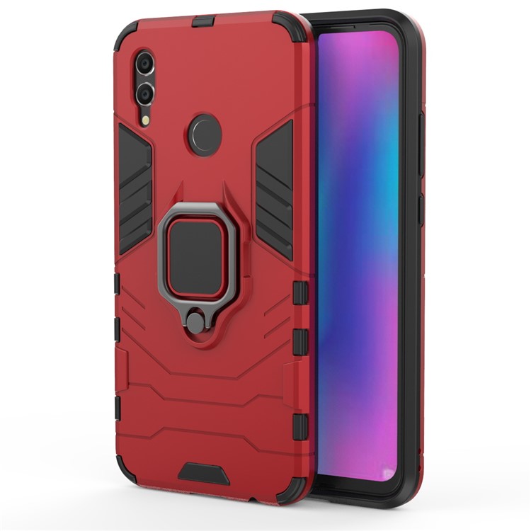 Finger Ring Kickstand PC + TPU Hybrid Cell Phone Cover for Huawei Honor 10 Lite - Red-5