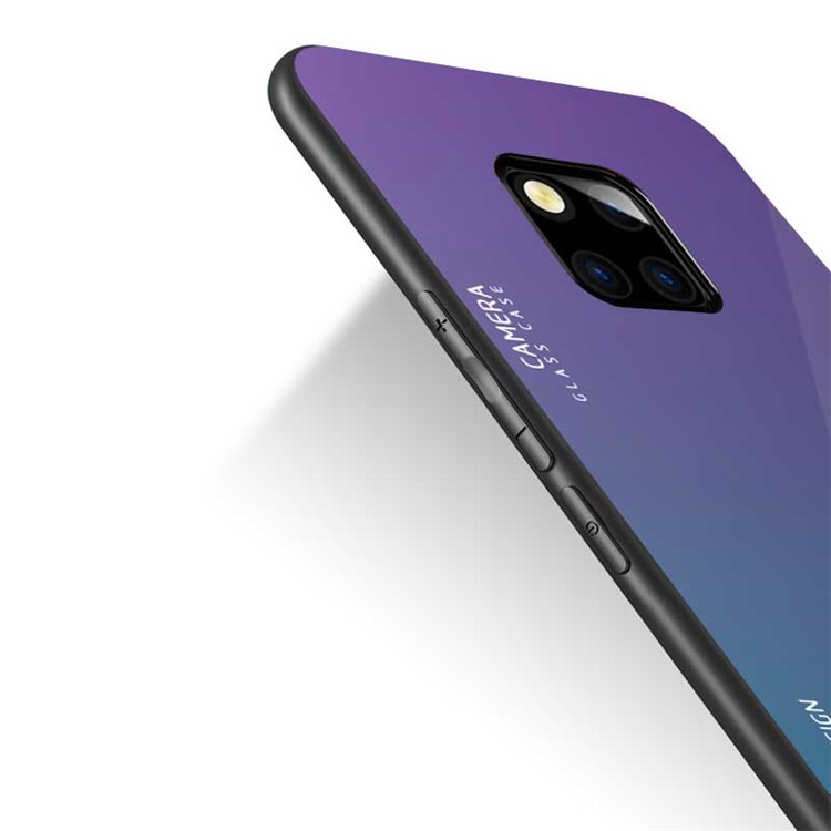 NXE Закаленное Стекло Назад + Гибридный Корпус TPU Для Huawei Mate 20 Pro - Пурпурный / Синий-2