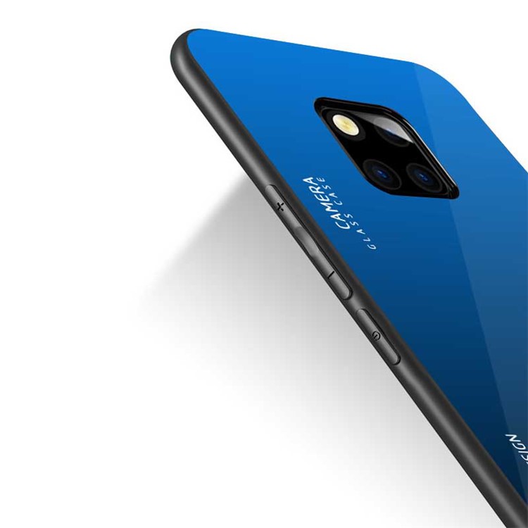 NXE Tempered Glass Back + TPU Hybrid Phone Case for Huawei Mate 20 Pro - Dark Blue-2