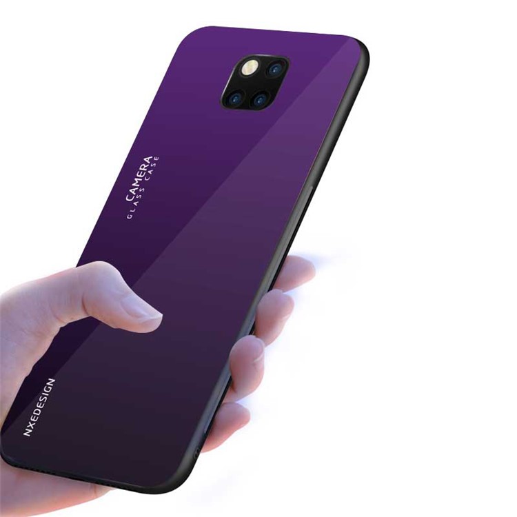 NXE Tempered Glass Back + TPU Hybrid Protection Case for Huawei Mate 20 Pro - Dark Purple-1