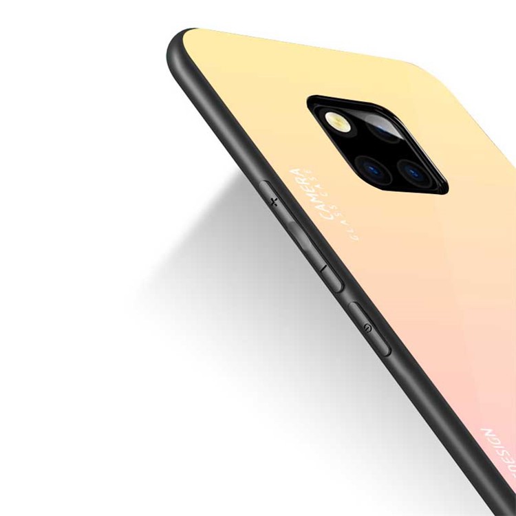 NXE Tempered Glass Back + TPU Combo Case for Huawei Mate 20 Pro - Yellow / Pink-2