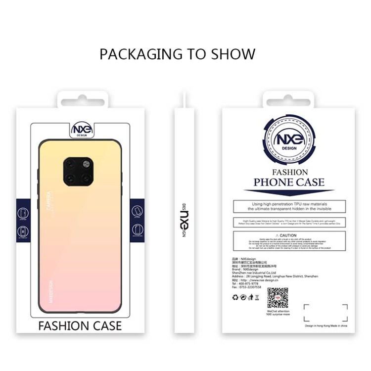 NXE Tempered Glass Back + TPU Combo Case for Huawei Mate 20 Pro - Yellow / Pink-4