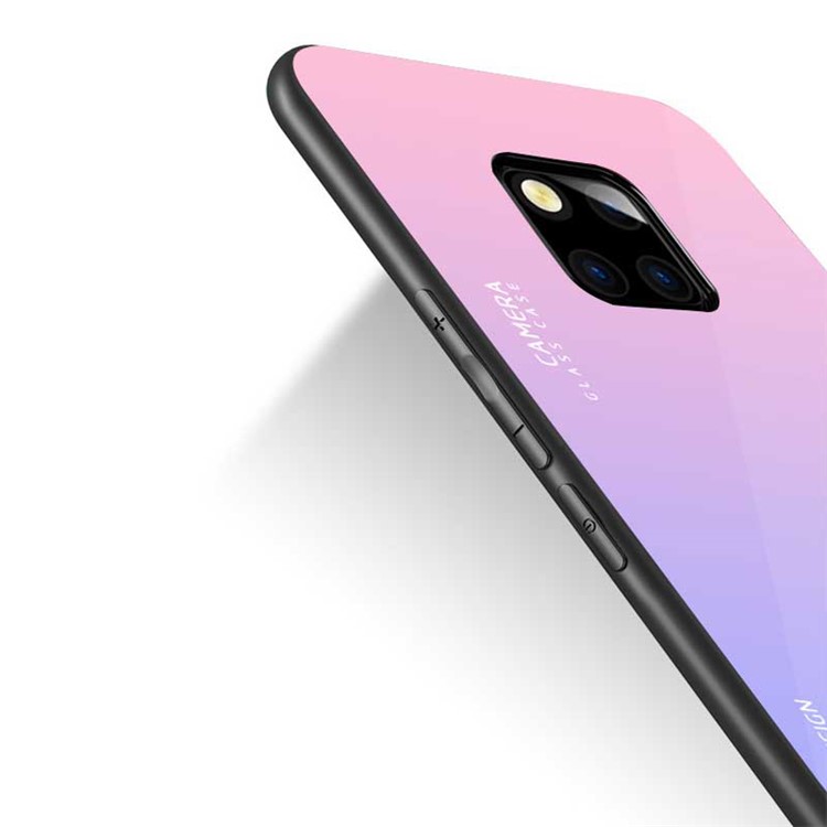 NXE Tempered Glass Back + TPU Hybrid Cover Shell Case for Huawei Mate 20 Pro - Light Purple-2
