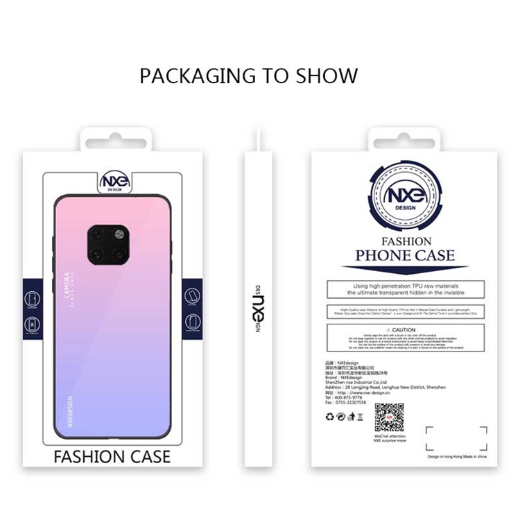 NXE Tempered Glass Back + TPU Hybrid Cover Shell Case for Huawei Mate 20 Pro - Light Purple-4