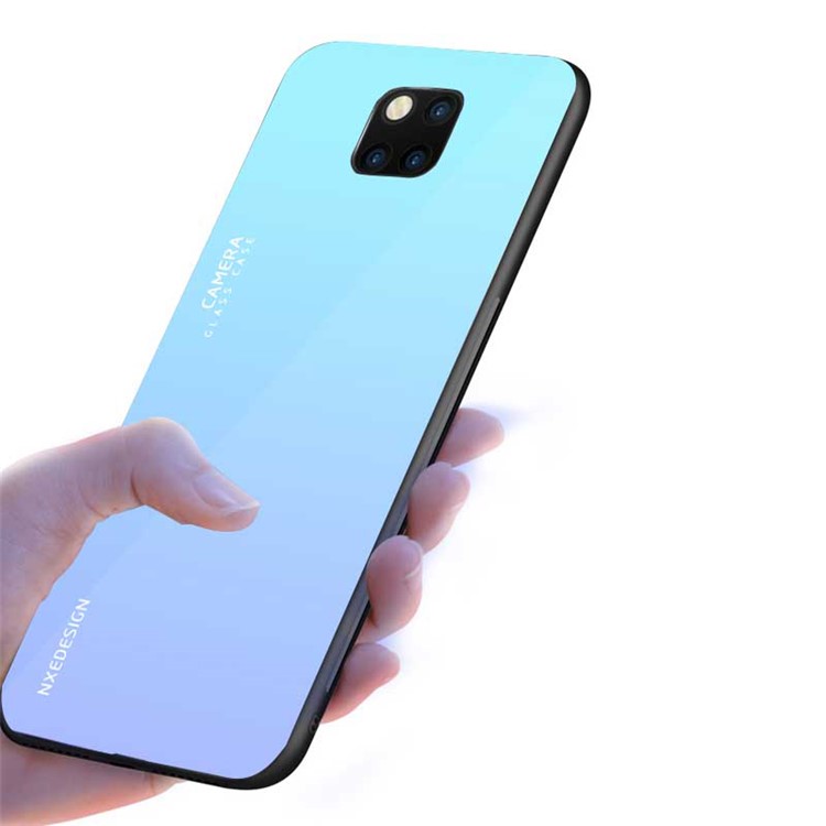 NXE Tempered Glass Back + TPU Combo Shell Case for Huawei Mate 20 Pro - Baby Blue-1