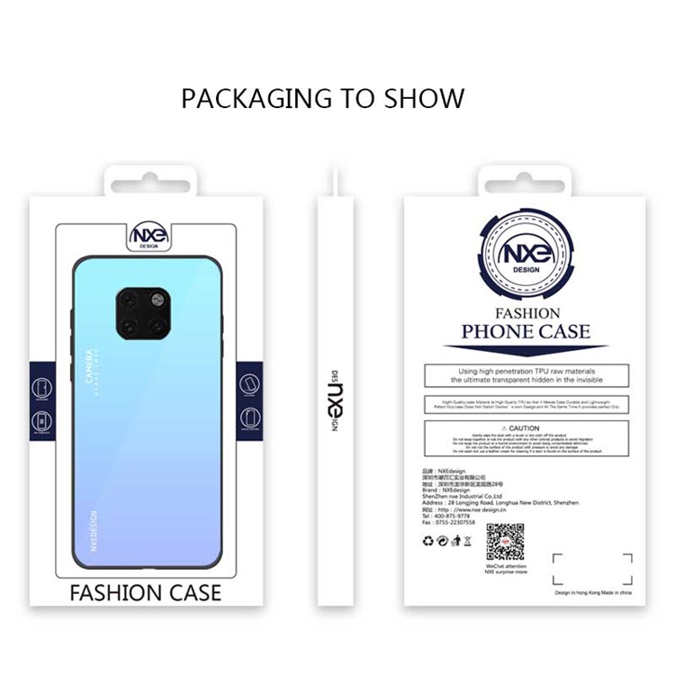 NXE Tempered Glass Back + TPU Combo Shell Case for Huawei Mate 20 Pro - Baby Blue-4