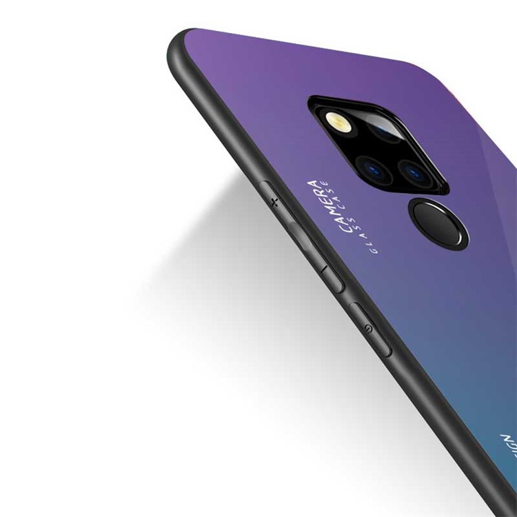 NXE Tempered Glass Back + TPU Cell Phone Cover for Huawei Mate 20 - Purple / Blue-3