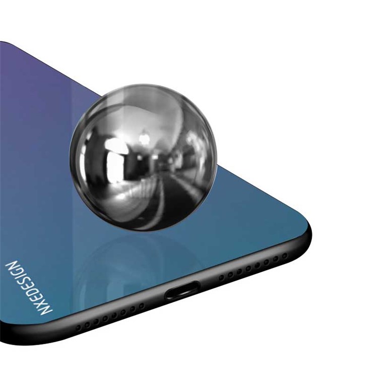 NXE Tempered Glass Back + TPU Cell Phone Cover for Huawei Mate 20 - Purple / Blue-5