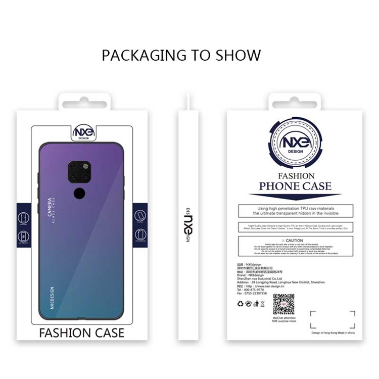 NXE Tempered Glass Back + TPU Cell Phone Cover for Huawei Mate 20 - Purple / Blue-6