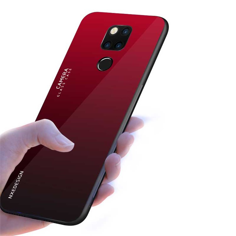 NXE Tempered Glass Back + TPU Cell Phone Case for Huawei Mate 20 - Red-4