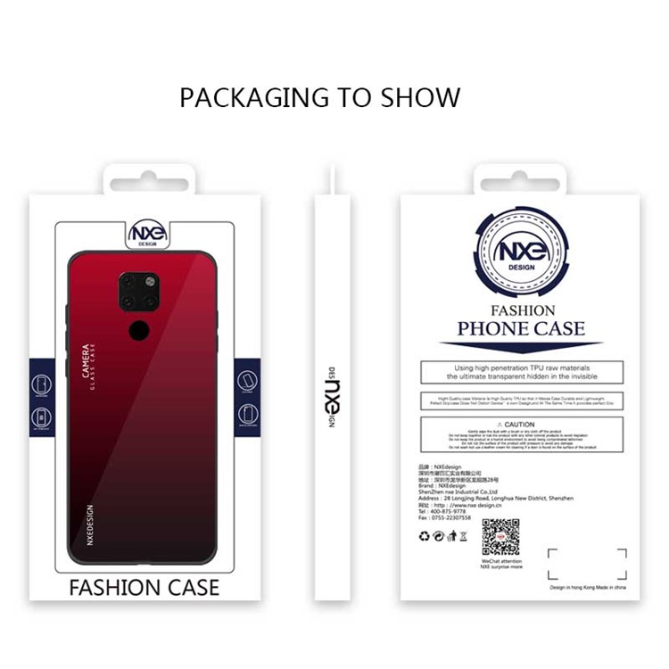 NXE Tempered Glass Back + TPU Cell Phone Case for Huawei Mate 20 - Red-6